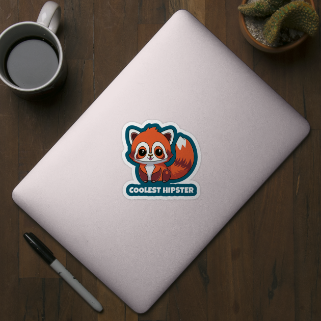 Red Panda Coolest Hipster by RoeArtwork